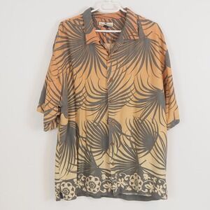 Tommy Bahama 100% Silk Camp Shirt Mens XL Hawaii Palm Floral Button Short Sleeve